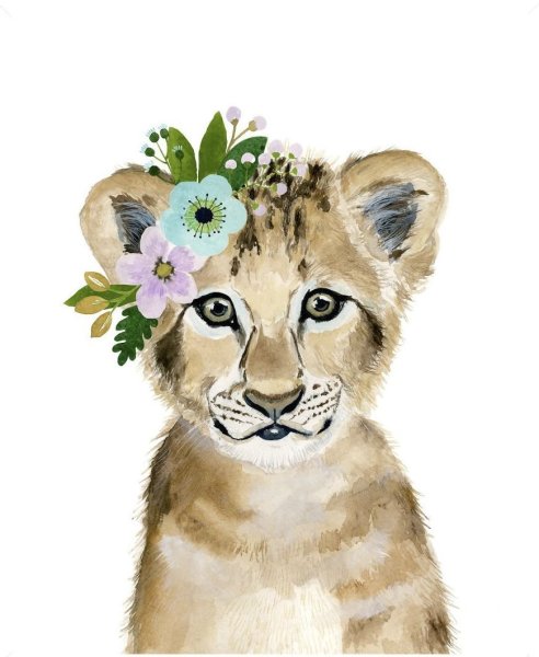 Львенок акварель