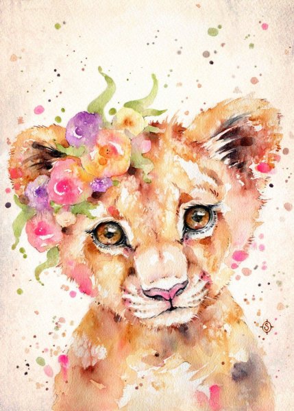 Животные акварелью в детскую