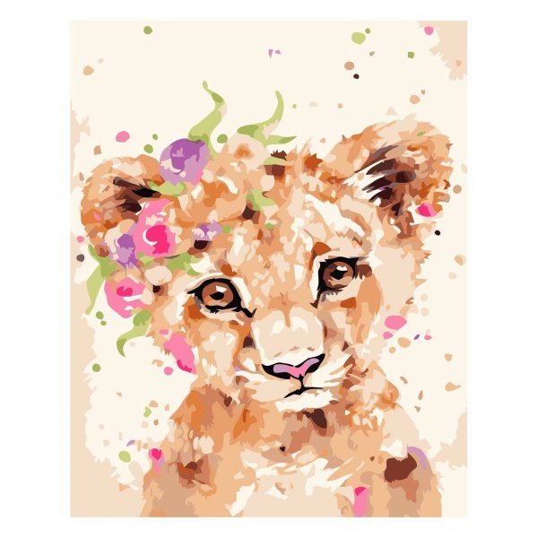 Львенок милый акварель