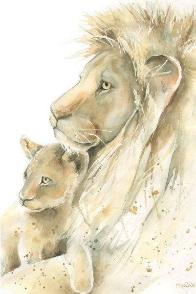 Львенок акварель