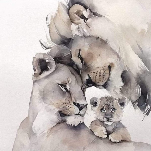 Зверята акварель