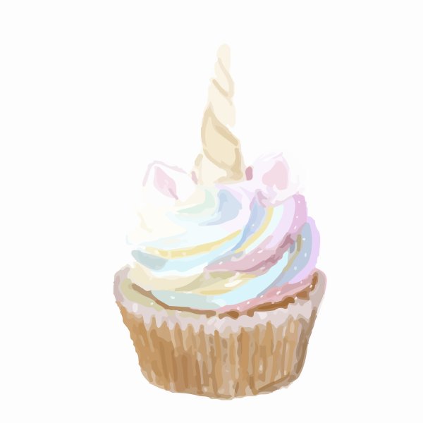 Кекс акварелью на белом фоне