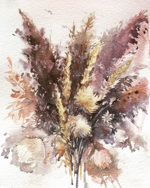 Сухоцветы акварель