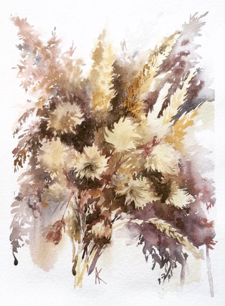 Сухоцветы живопись