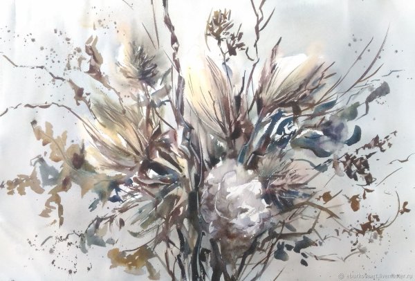 Сухоцветы акварель