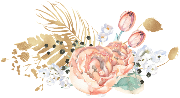 Акварельные цветы с золотом