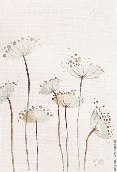 Рисование цветы в бежевом цвете