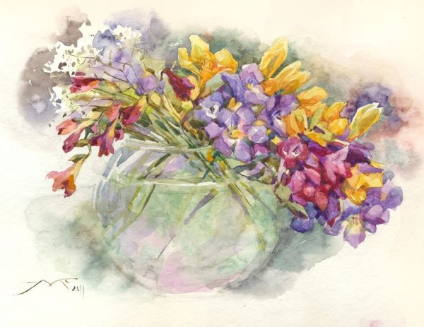 Фрезия картина маслом