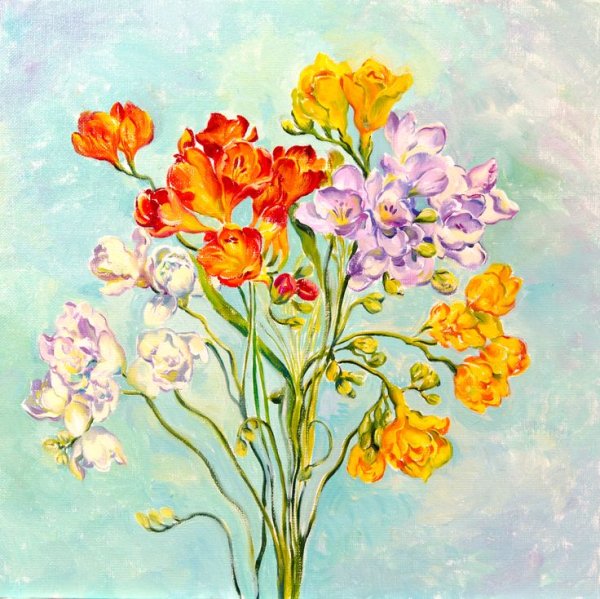 Цветы фрезии в картинах