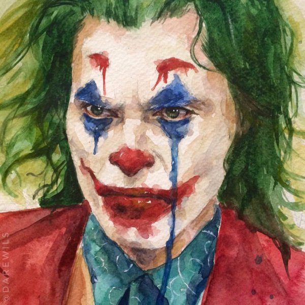 Джокер красками акварель