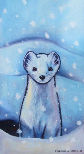 Горностай акварелью