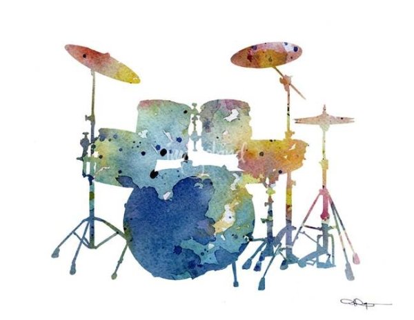 Барабан акварель