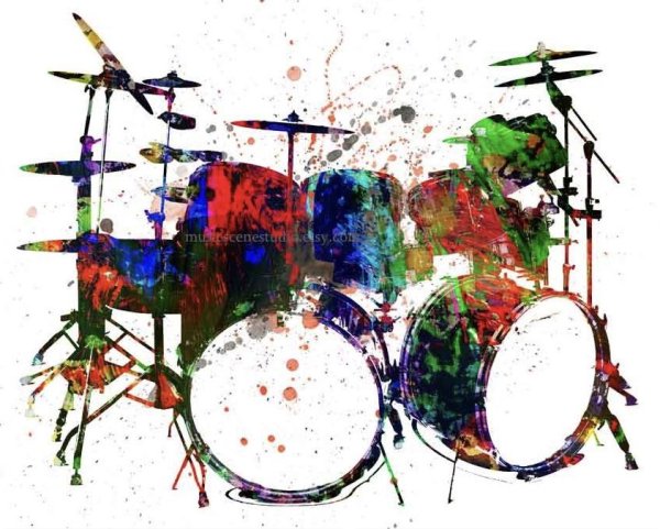 Барабаны акварель арт