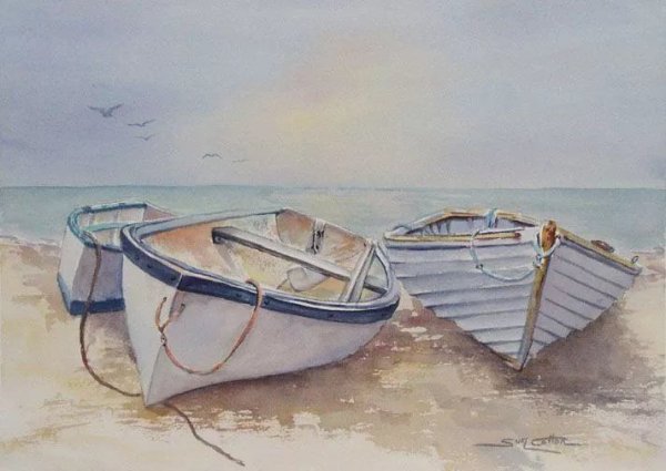 Лодка акварель