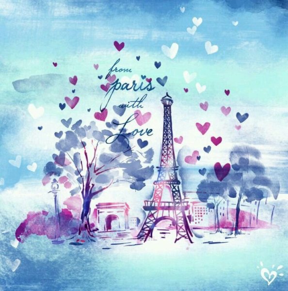 Париж Эйфелева башня акварель