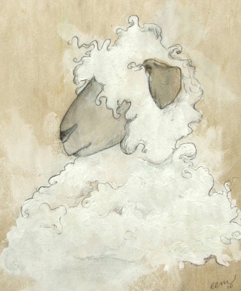 Овечка гуашью