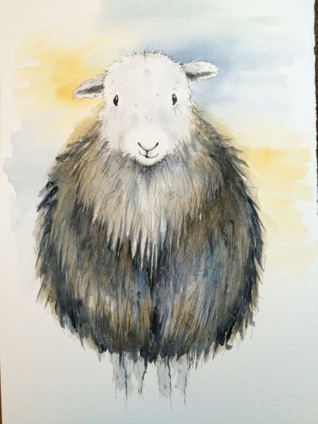 Ягненок акварель