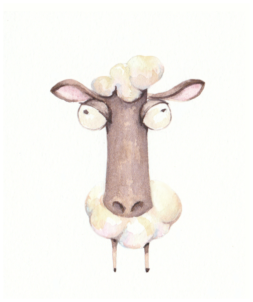 Барашек акварель