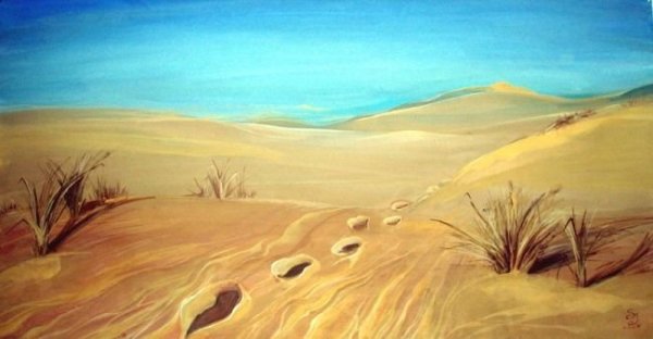 Пейзаж акварелью пустыня