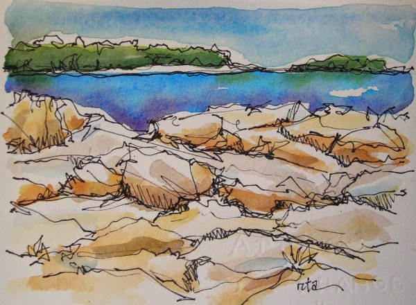 Аризона горы акварель