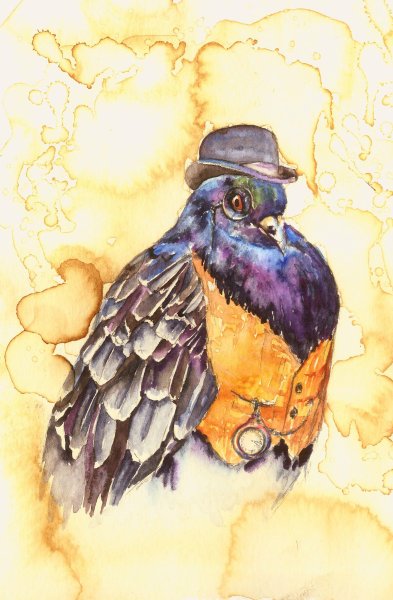 Стимпанк акварельными карандашами