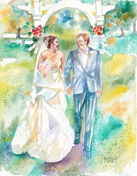 Свадьба акварельный рисунок