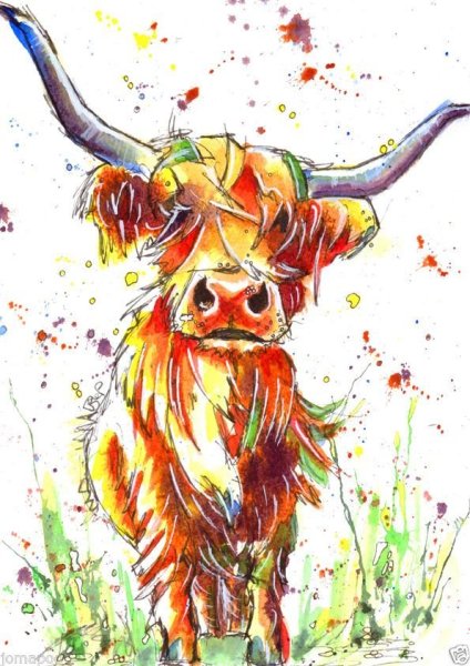 Бычок акварель