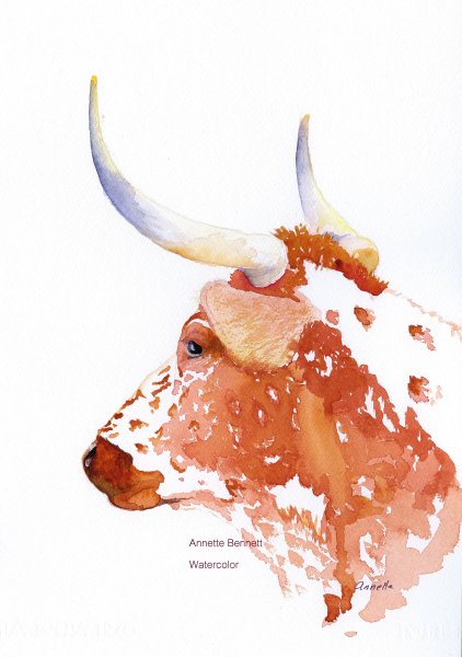 Бык акварель новый год