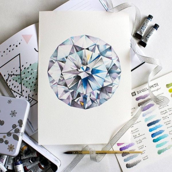 Бриллиант акварельный эскиз