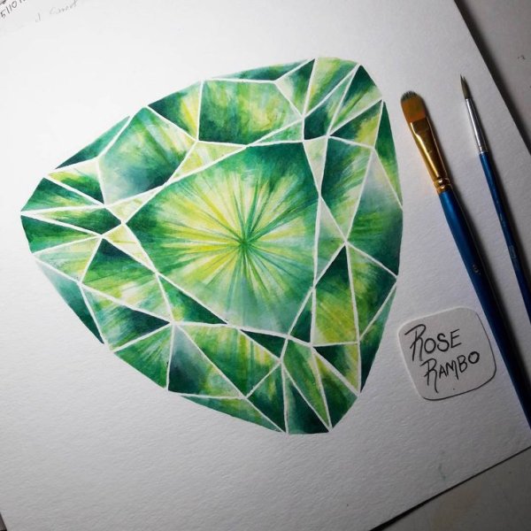 Драгоценные камни цветными карандашами