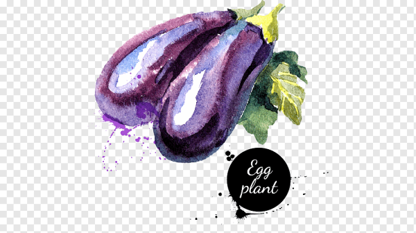 Натюрморт с баклажаном акварелью