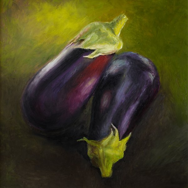 Баклажан живопись акварелью