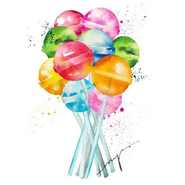 Конфеты леденцы акварель