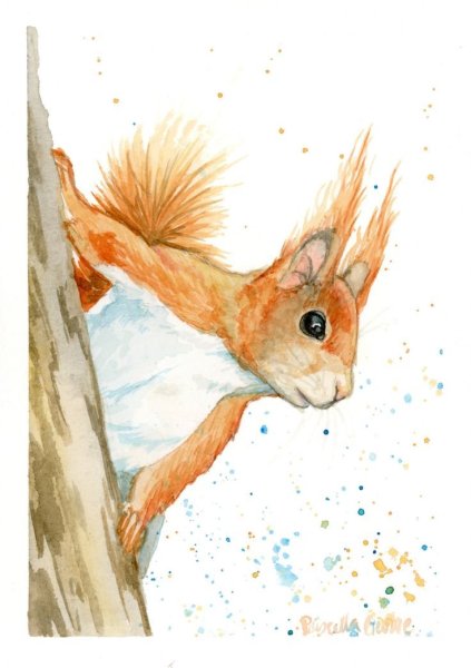 Мультяшные животные акварелью