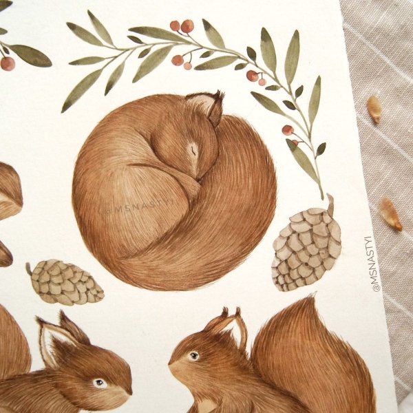 Картинки Бельчонок в скандинавском стиле