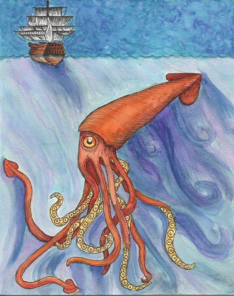Гигантский кальмар рисунок