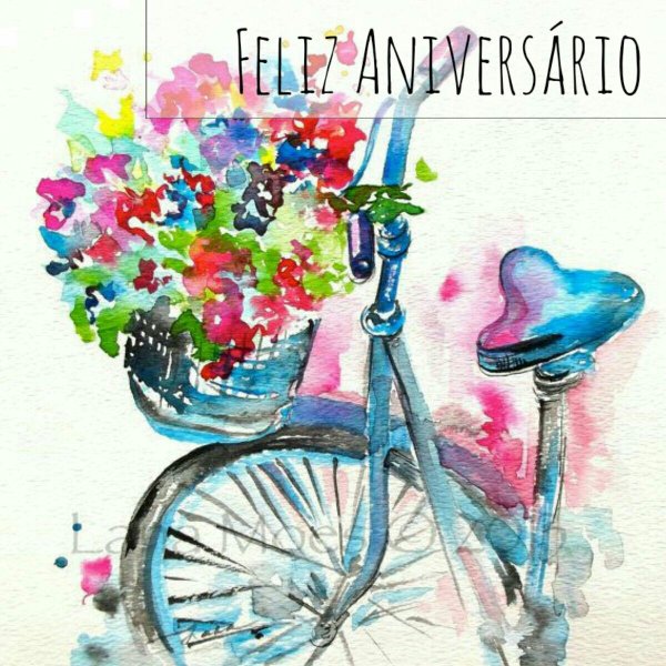 Велосипед с цветами акварель