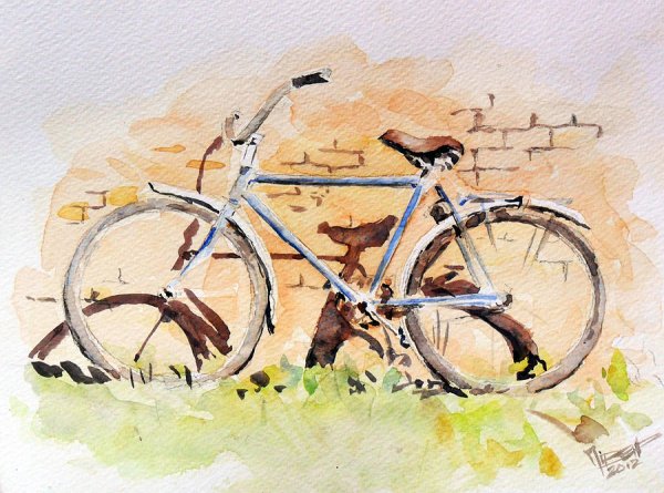 Велосипед акварель