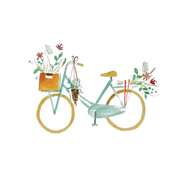 Акварельный велосипед с цветами