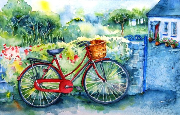 Велосипед акварель