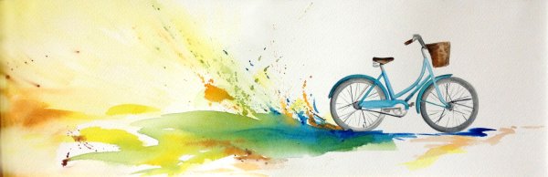 Фон акварель велосипед