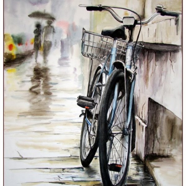 Велосипед акварель