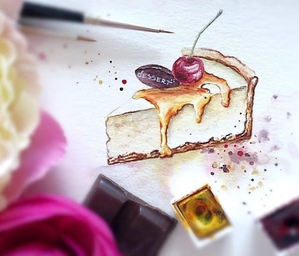 Чизкейк акварель