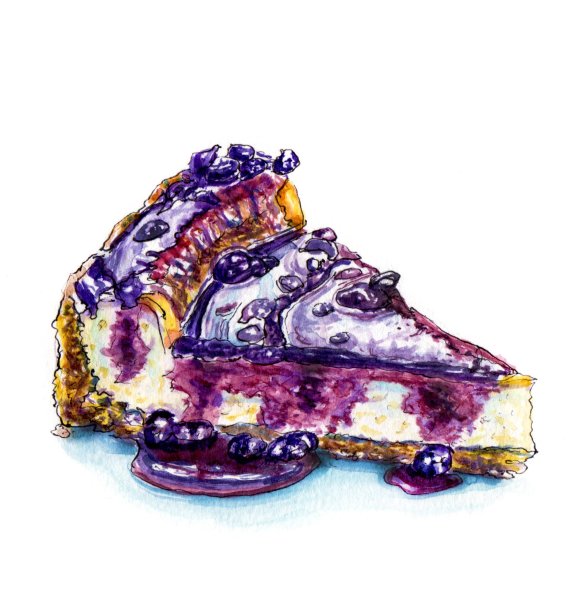 Кусок торта акварельный