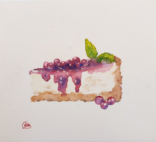 Скетчинг акварелью торт