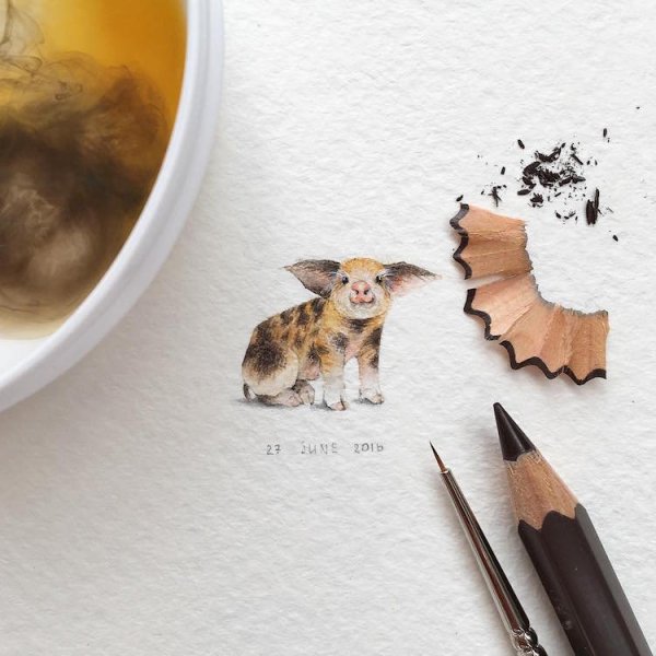 Миниатюры животных акварелью