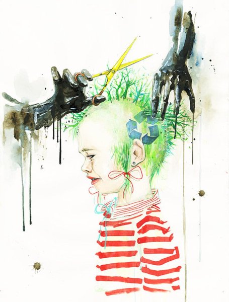 Страшные рисунки акварелью