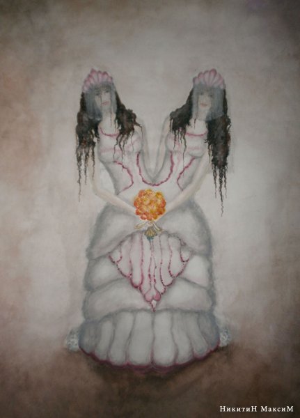 Черные волосы акварелью