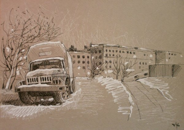 Наброски машин в городе