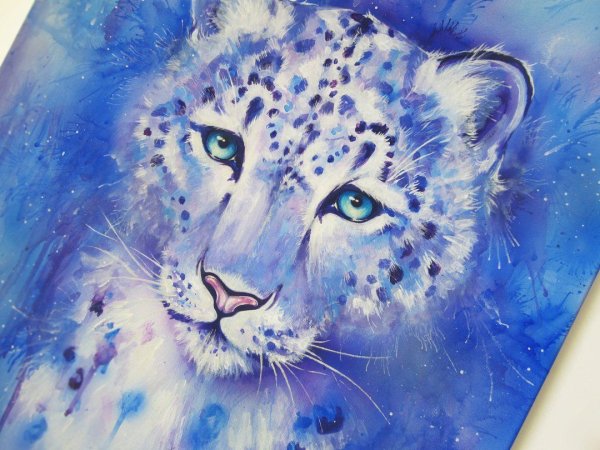 Снежный Барс акварель